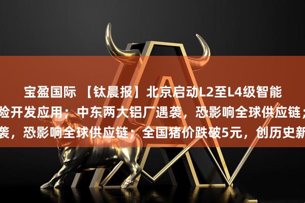 宝盈国际 【钛晨报】北京启动L2至L4级智能网联新能源汽车商业保险开发应用;中东两大铝厂遇袭,恐影响全球供应链;全国猪价跌破5元,创历史新低