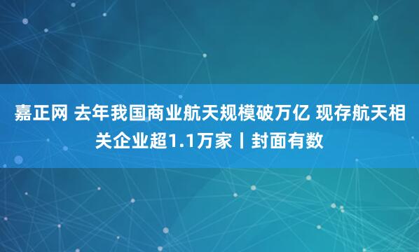 嘉正网 去年我国商业航天规模破万亿 现存航天相关企业超1.1万家丨封面有数